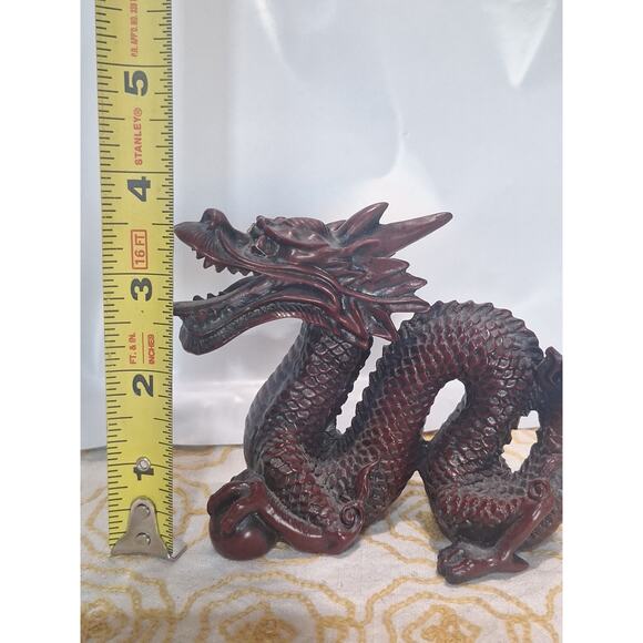 Vintage Chinese Dragon Figurine Faux Wood Resin 4" – Made in China - Picture 6 of 10